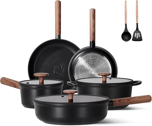 Jeetee 15 Pcs Ceramic Non-Stick Cookware Set With Removable Handles