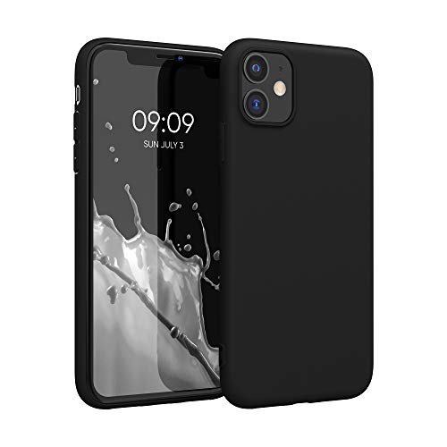 kwmobile Funda para Apple iPhone 11 Carcasa - Ultrafina de TPU y Silicona con Bordes elevados anticaídas - Negro Mate
