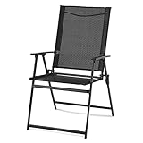 Set of 2 Outdoor Chair, Dining Chair, Folding Chairs- Sturdy Material, Simple Design, Easy Transport, Multi-use, Convenient (Black)