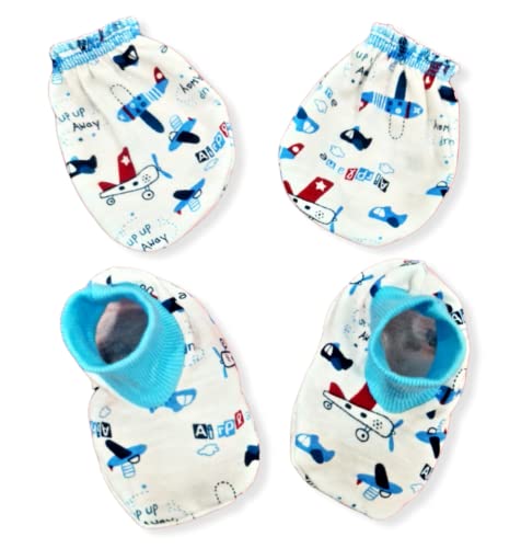 Image of BRANDONN Newborn Baby's Cotton Cap Mitten Bootie Set 0-6 Months, Pack of 1 (0-6 Months)