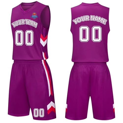 Ensemble Basket Garçon Fille Homme, Maillot de Basket Personnalisable Tenue de Baskets Enfant, Imprimer Logo Équipe sur Mesure pour Sport et Loisir