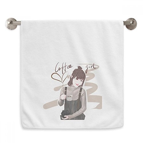 Serviette moelleuse illustration café fille 13x29 pouces