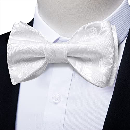 Image of DiBanGu Mens Silk Self Bow Tie Set 4PCS for Tuxedo Wedding