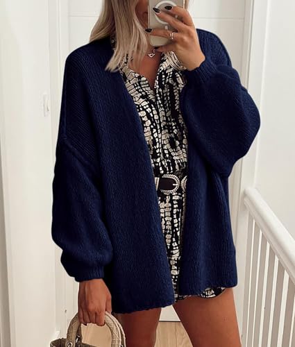Image of PRETTYGARDEN Womens Oversized Cardigan Sweaters 2026 Fall Long Lantern Sleeve Knit Open Front Lightweight Sweater