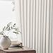 Extra Long Pinch Pleated 132 Inch Linen Curtains 2 Panels Set for High Ceiling Living Room Bedroom Memory Shaped Semi Sheer Pleat Drapes with Hooks Rings Light Filtering Natural Window Curtain 40x132