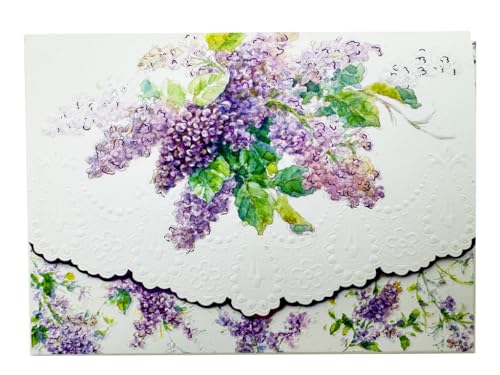 Image of Poster Foundry Summer Lilacs Boxed Note Cards by Carol Wilson. 10 embossed 4x5 Die-Cut Notecards and Matching Envelopes in Decorative Gift Box with Magnetic Flap. NCP2353