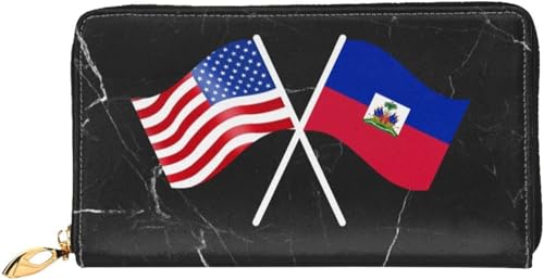 American And Haiti Flag Wallet Card Bag