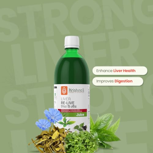 KRISHNA'S HERBAL & AYURVEDA Liver Re-Live Juice 1000 ml | Healthy Liver | Strengthens the digestive system | Goodness of 11 powerful herbs like Makoy, Harshringar, Daru Haridra | Sugar free Juice