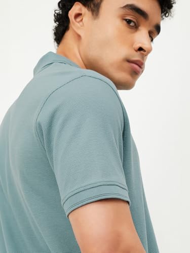 Image of Max Mens Cotton Blend Regular Fit Half Sleeves Solid Polo T-Shirt