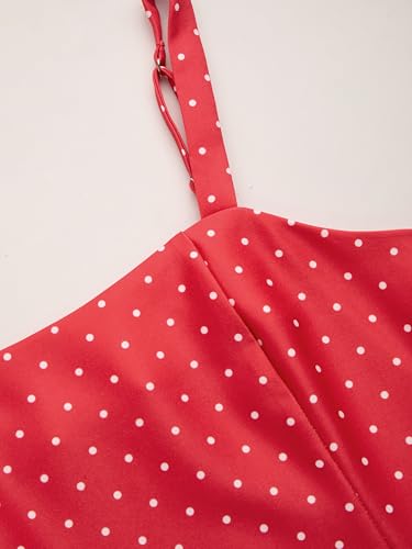 Image of CIDER Womens Polka Dots Summer Casual Dresses Square Neck Sleeveless Midi A Line Elegant Dress