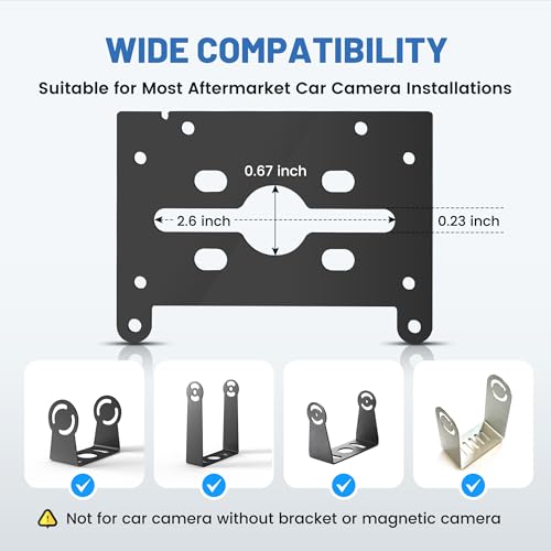 Image of EWAY Backup Camera Cover Plate Adapter for Furrion Pre-Wired Mount, Rear View Reversing Cam Mounting Kit w /Power Pigtail Wire for RVs 5th Wheel Travel Trailer Camper Pre-Installed Bracket