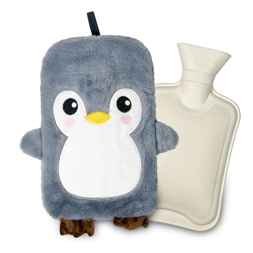 Wärmflasche mit Bezug，2L Wärmflasche Tier，wärmflasche Kinder mit Kuschelig Flauschig Kunstpelz Bezug，für Bauch Rücken Beine