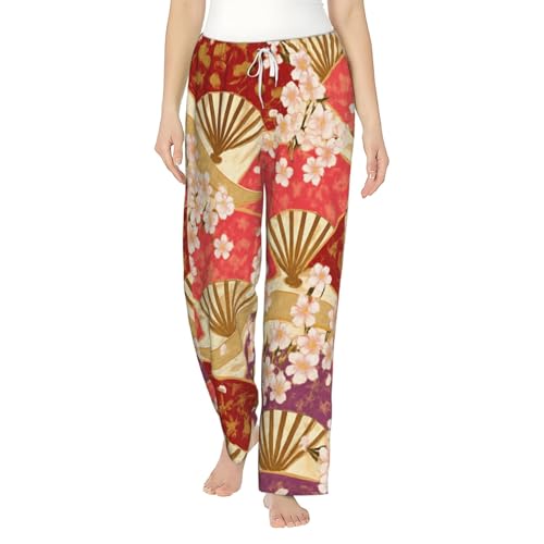 Pantalon pyjama polaire femme flanelle vêtement nuit cerisier japonais
