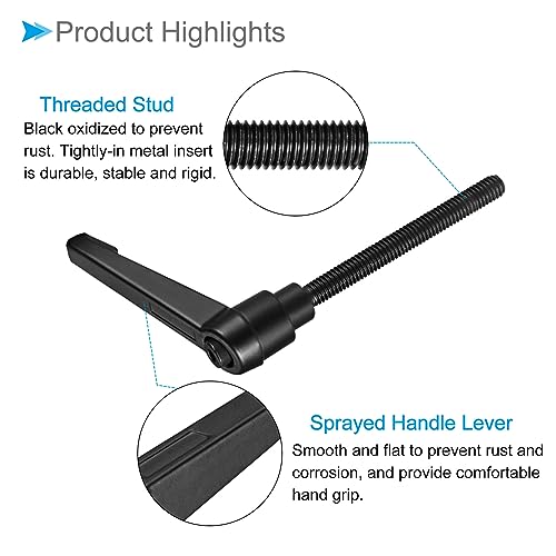 Image of Clamping Lever Handles, M6 x 50mm Male Thread, Adjustable Quick Release Locking Rotating Bolt Knobs Black - (Applications: for Lathe Machinery), 1-Piece