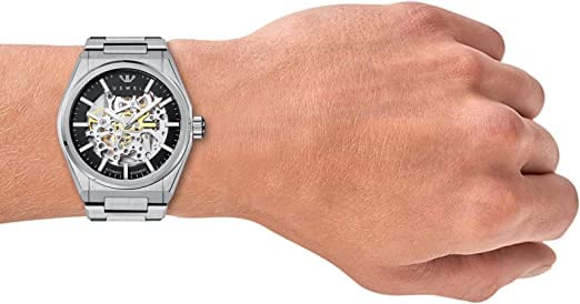 Image of Automatic Mechanical Wrist Watch for Men with Star Dust Dial, Fashion Self-Winding Watches for Men Stainless Steel Waterproof Luminous Sapphire Crystal Mens Watches with Auto Date (Silver)