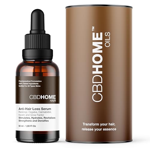 CBD HOME Hair - Siero Capillare Anticaduta - CBD, Redensyl, Cegaba, Creatina – Formula per la Caduta dei Capelli - Stimola, Idrata, Rinforza, Rivitalizza e Densifica - 50 ml