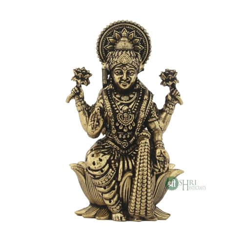 Image of INDICAST Handcrafted Brass Goddess Laxmi Statue for Home Temple | 2.5 inch Maa Lakshmi Figurine Idol Murti Sacred Symbol of Wealth | Perfect for Rituals & Gifting (Weight- 70gm)