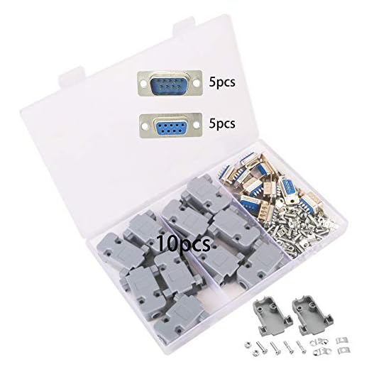 GTIWUNG 10 Stück DB9 Stecker RS232 Seriell 9 Pin Adapter D-SUB Stecker auf Buchse Lötverbinder mit DB9-Kunststoffgehäuse Abdeckung
