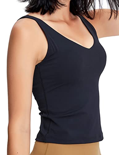 Image of POSHDIVAH Longline Sports Bra Workout Tank Tops | Padded, Removable Pads, Built in bra, Wirefree, Buttery Smooth, Soft, Fitness, Running, Yoga, Wide Straps, U-back