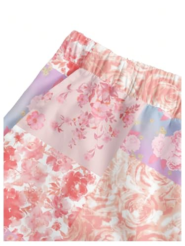 Women's Floral Bobo Pants Color Block Drawstring Waist Wide Leg Pants Holiday Vacation Trousers3