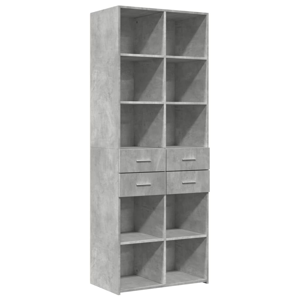 Besenschrank, platzsparend, Mehrzweckschrank, schmal, aus Spanplatte, Grau, Zement, 70 x 42,5 x 185 cm