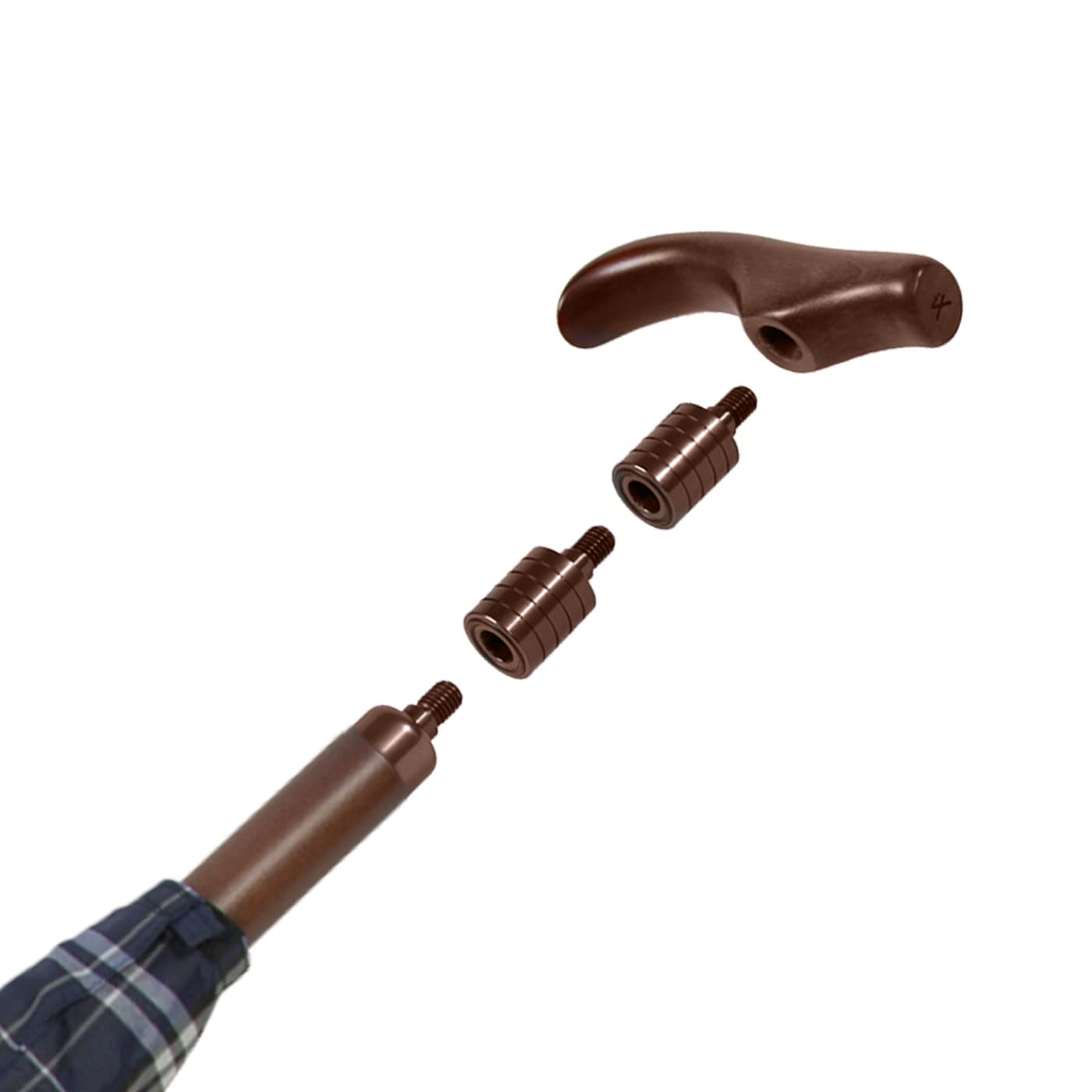iX-brella Altura ajustable con mango de madera, azul de cuadros, 105 cm