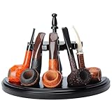 HEAXIY Supporto per Pipe per Tabacco in Legno, 5 Espositori per Pipe per Tabacco Portapipe per Fumatori Fatto a Mano per Regali da Uomo, Nero immagine