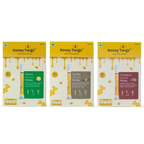Honey Twigs Natural Honey Pure Lemon Honey, Cinnamon Honey and