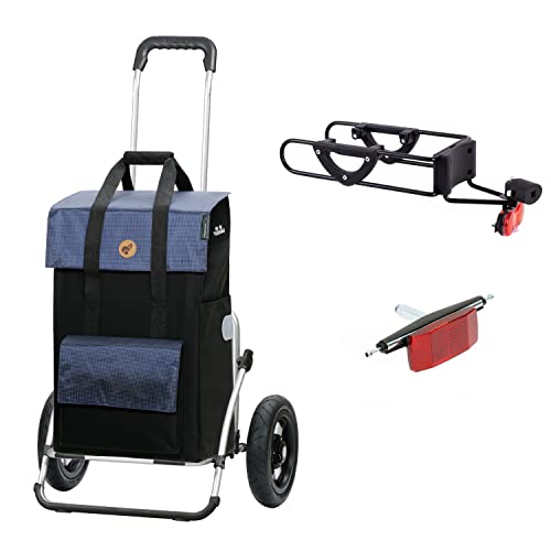 SparSet: Andersen Einkaufstrolley Royal XXL luftbereift und 43 Liter Einkaufstasche Vektor blau mit Kühlfach & Fahrrad…