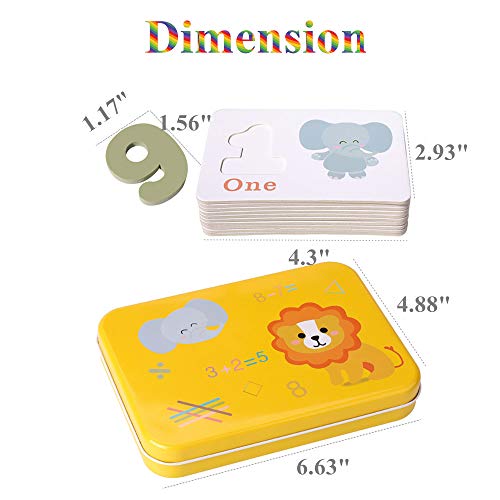 image for Didcant Numbers Flash Cards Set, Kids Learning Math Box, Wooden Number