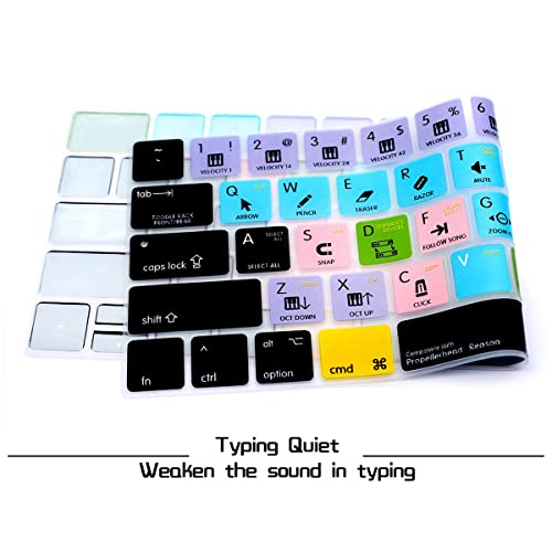 Hrh Propellerhead Reason Shortcuts Hotkey Silicone Keyboard Cover Skin For Macbook New Pro With Touch Bar 13 Inch And 15 Inch(A2159/A1989/A1706,A1990/A1707) 2019 2018 2016 2017 Release Us Version #TOP3