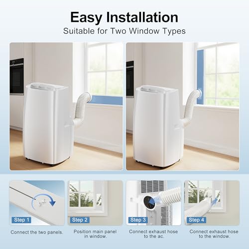 Image of Uthfy 14,000BTU Portable Air Conditioners, 4-in-1 Function Ac Unit with Cooling, Dehumidifier,Fan and Sleep Mode, Self-evaporation, 24H Timer Auto-on /off, Cools up to 750 sq.ft, Window kits Included
