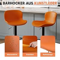 Youhauchair Barhocker 4er Set, Barhocker Höhenverstellbar aus Kunstleder, wasserdicht und verschleißfest, Barhocker mit Lehne, Drehbarer bar Stool, modern, Orange – Ansicht 4