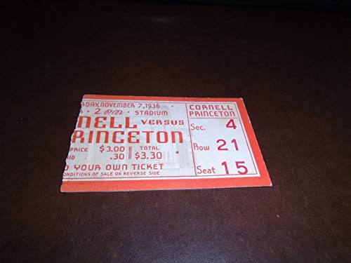 VINTAGE 1936 CORNELL AT PRINCETON COLLEGE FOOTBALL TICKET STUB EX-MINT