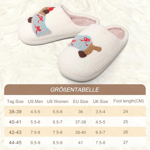 BEIUEN Warm Hausschuhe Damen,Winter Plüsch Pantoffeln,Weiche flache Hausschuhe Rutschfest für drinnen und draußen,Geschenk für Damen,Geschenk für Weihnachten & Halloween(Dackel,EU37-38