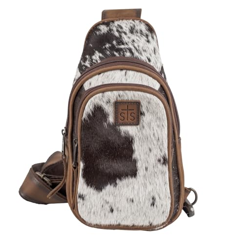 STS Ranchwear Womens Cowhide Sojourner Distressed Brown Leather Sling Bag OS