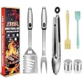 BBQ Grill Tool Set BBQ Grilling Accessories Set 8PC Barbecue Grill Tools Utensils Set for Outdoor with Spatula, Fork, Brush, Tongs, Seasoning Bottle Grilling Gifts for Men Dad