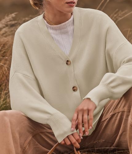 ZESICA Women's 2025 Fall Casual Long Sleeve Cardigan V Neck Button Down Open Front Knit Loose Oversized Sweater Coat4