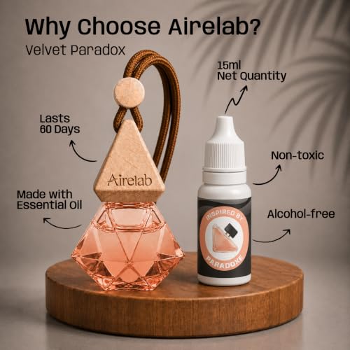 Image of Car Air Freshener | 15ml Refillable Perfume Oil with Wooden Diffuser Hanging Pod | Fragrance Inspired by Paradoxe | Long Lasting Car Perfume | 60+ Days