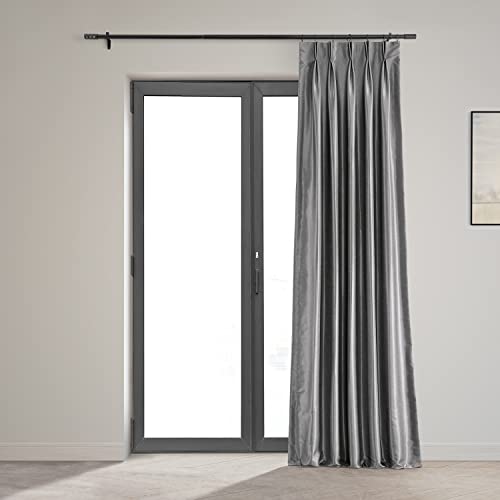 Hpd Half Price Drapes Pleated Faux Silk Blackout Curtains For Bedroom Vintage Textured 25 X 96 (1 Panel), Pdch-Kbs7Bo-96-Fp, Storm Grey #TOP1