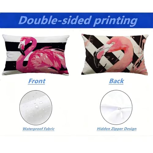 Housse de coussin extérieur 40x80 cm imperméable rectangulaire rose M-P271 - 3