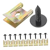 TOBBOMEY 10セット 黒亜メッキ六角頭自攻ネジとクリップナット 車用装飾ファスナー 車体内張り固定スシールドスクリュー 耐久性高く多用途対