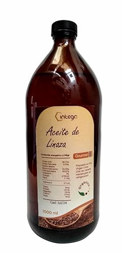 Aceites, Aceite de linaza extra virgen 1lt orgánico envase vidrio Integra