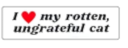 I Love My Rotten Ungrateful Cat Funny Meme Bumper Sticker – 8-Inch Wide Vinyl Decal for Cars, Trucks, Laptops, and More