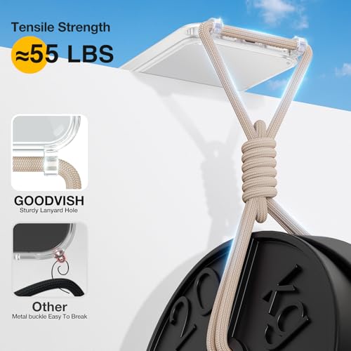 GOODVISH Handykette für iPhone 16 Pro Hülle mit Band (6.3") | Kameraschutz und Bildschirmschutz | | Necklace Handyhülle mit Schnur Schutzhülle für zum Umhängen | Transparent Case mit Kordel, Helbraun 3