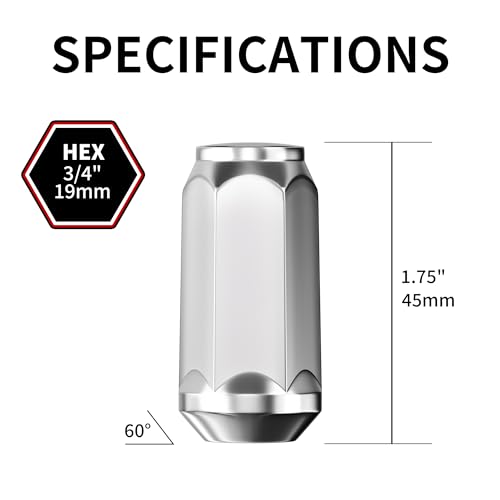 Image of Richeer 24 Pcs M14x2 One-Piece Chrome Aftermarket Wheel Lug Nuts, 1.75 inch -Conical Seat-19mm Hex for 2004-2014 F150, 2003-2014 Expedition, Lincoln Navigator