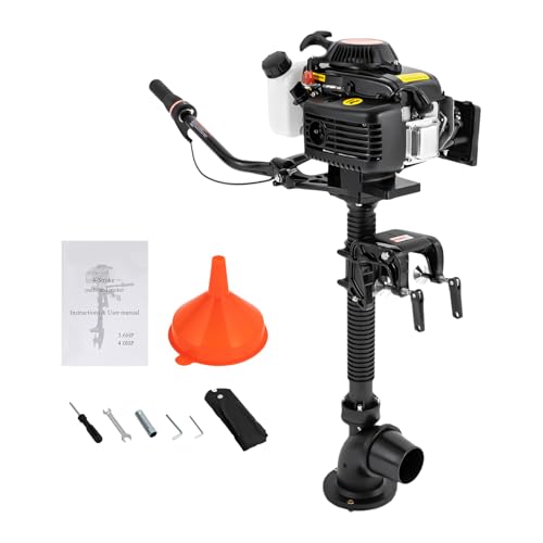 JDCEREN 4HP 4 Stroke Outboard Motor 55CC Gas Powered Jet Pump Boat Engine Manual Start Wind Cooling System with CDI Ignition for Rubber Boats, Wooden Boats