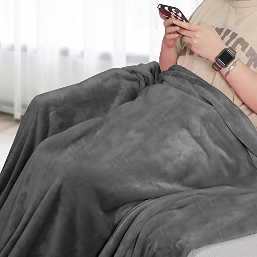 Macevia Queen Blanket Flannel Fleece Blankets For Couch Fuzzy Cozy Lightweight Warm Comfort Durability Super Soft Fluffy Plush Blankets For Bed Sofa 260Gsm (Gray,90X90Inches) #TOP1