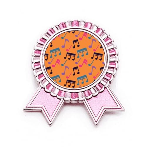 Broche rose avec notes de musique colorées médaille de prix en métal taille M