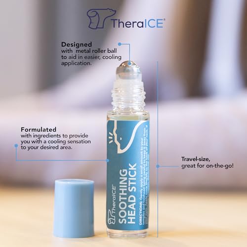 TheraICE Rx Soothing Head Stick 10 ml (.33-Oz) Essential Oil Roll on Aromatherapy: Peppermint, Spearmint, Lavender, Chamomile, Rosemary, Eucalyptus. Metal Roller. USA Made - Image 3